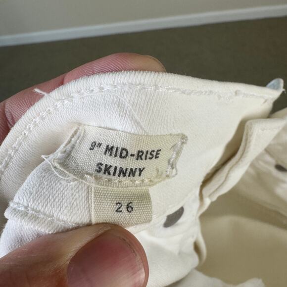 Madewell 9" Mid Rise Skinny Pure White Jeans US Women's 26 - Picture 5 of 9
